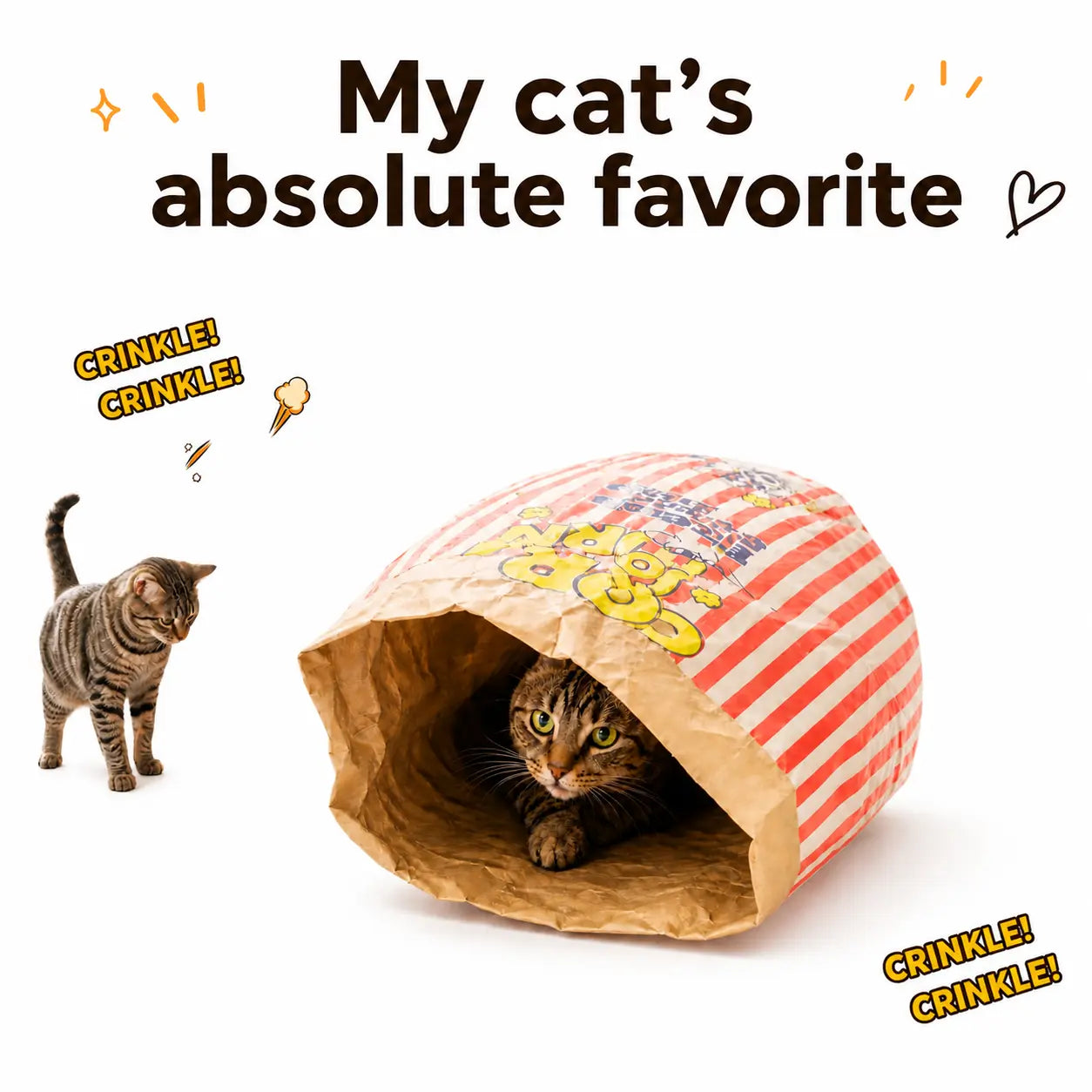 Delight Your Cat with the Adorable Large Kraft Paper Double-Layer Crinkle Bag Hideout - Perfect for Playtime and Relaxation!