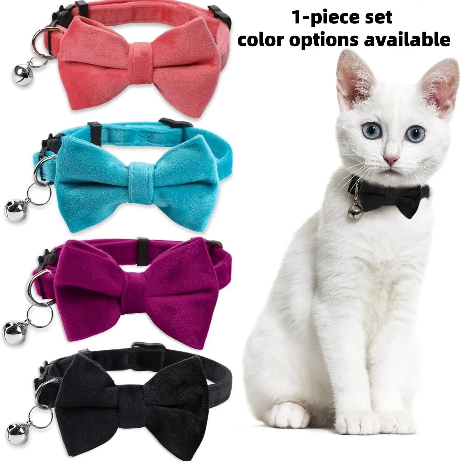 Bow & Bell Pet Collar — Adjustable, Cats & Small Dogs - Leash & Lift