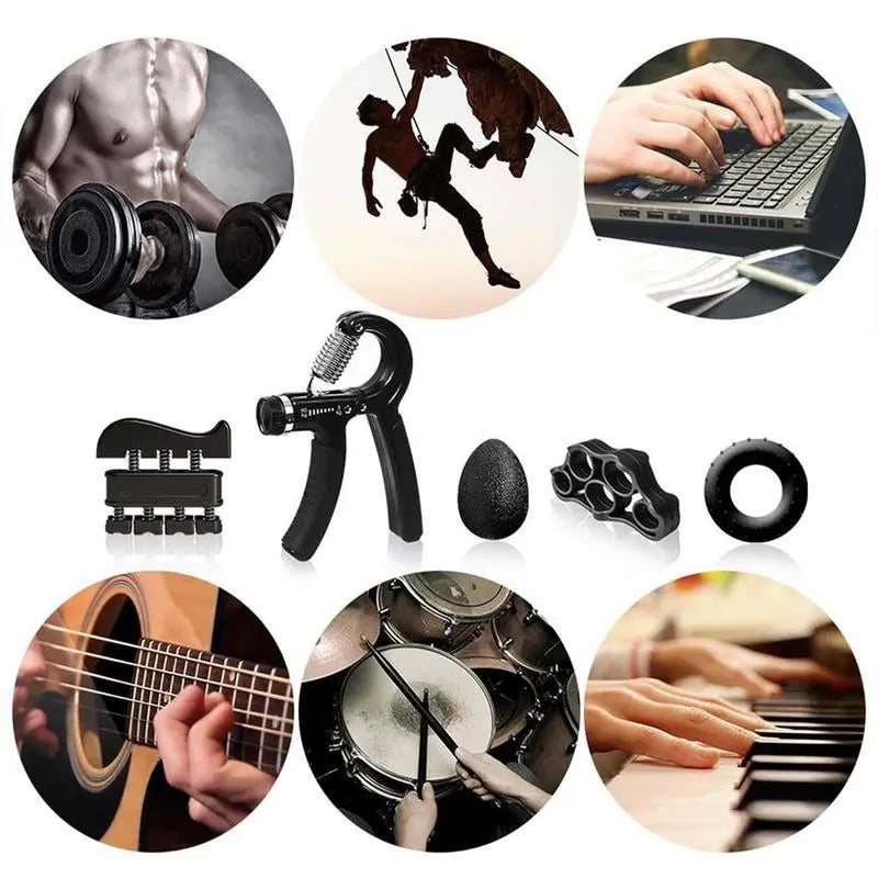 Adjustable Resistance Hand Grip Strengthening Kit - 5 Pack Forearm Grippers, Finger Exercisers, and Stress Relief Tools for Athletes and Fitness Enthusiasts