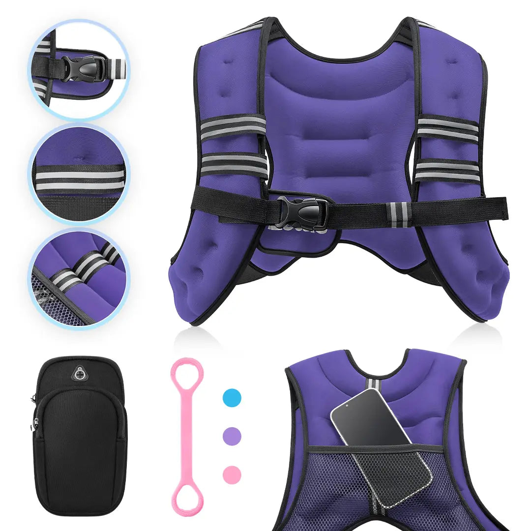 【Summervibes】Zelus Weighted Vests,6/8/12/16/20/25/30Lbs Weight Vest with Detachable Phone Pouch&Reflective Stripes&Adjustable Straps| Exercise Equipment & Workout Enhancer for Motivational Walking, Strength Training, Running, Rucking#Summervibes Summervi