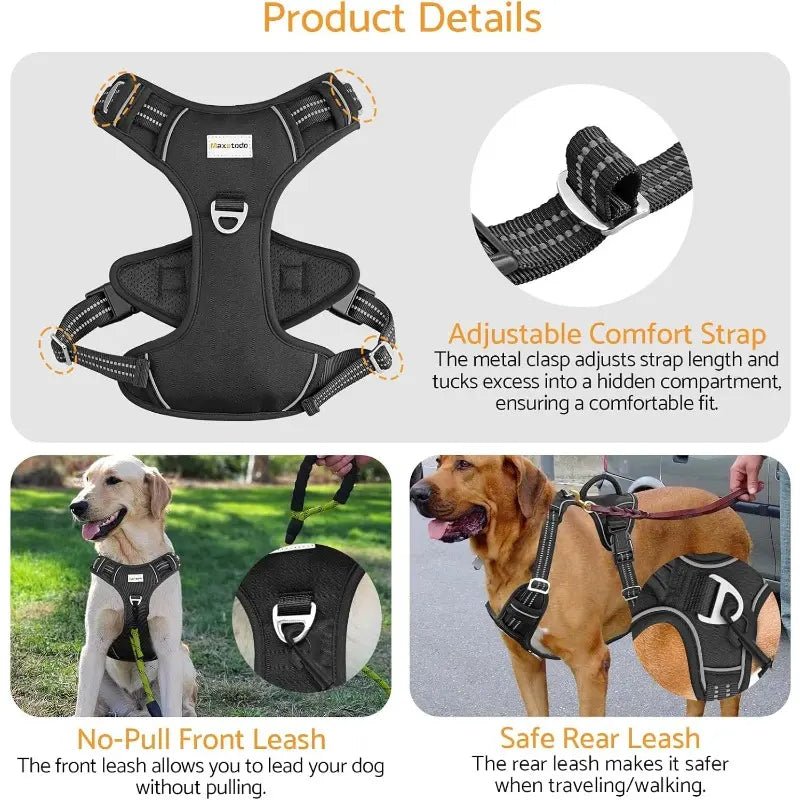 No - Pull Dog Harness — Dual Clip, Reflective, Sizes S–XL - Leash & Lift