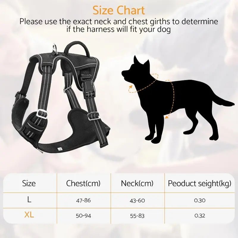 No - Pull Dog Harness — Dual Clip, Reflective, Sizes S–XL - Leash & Lift