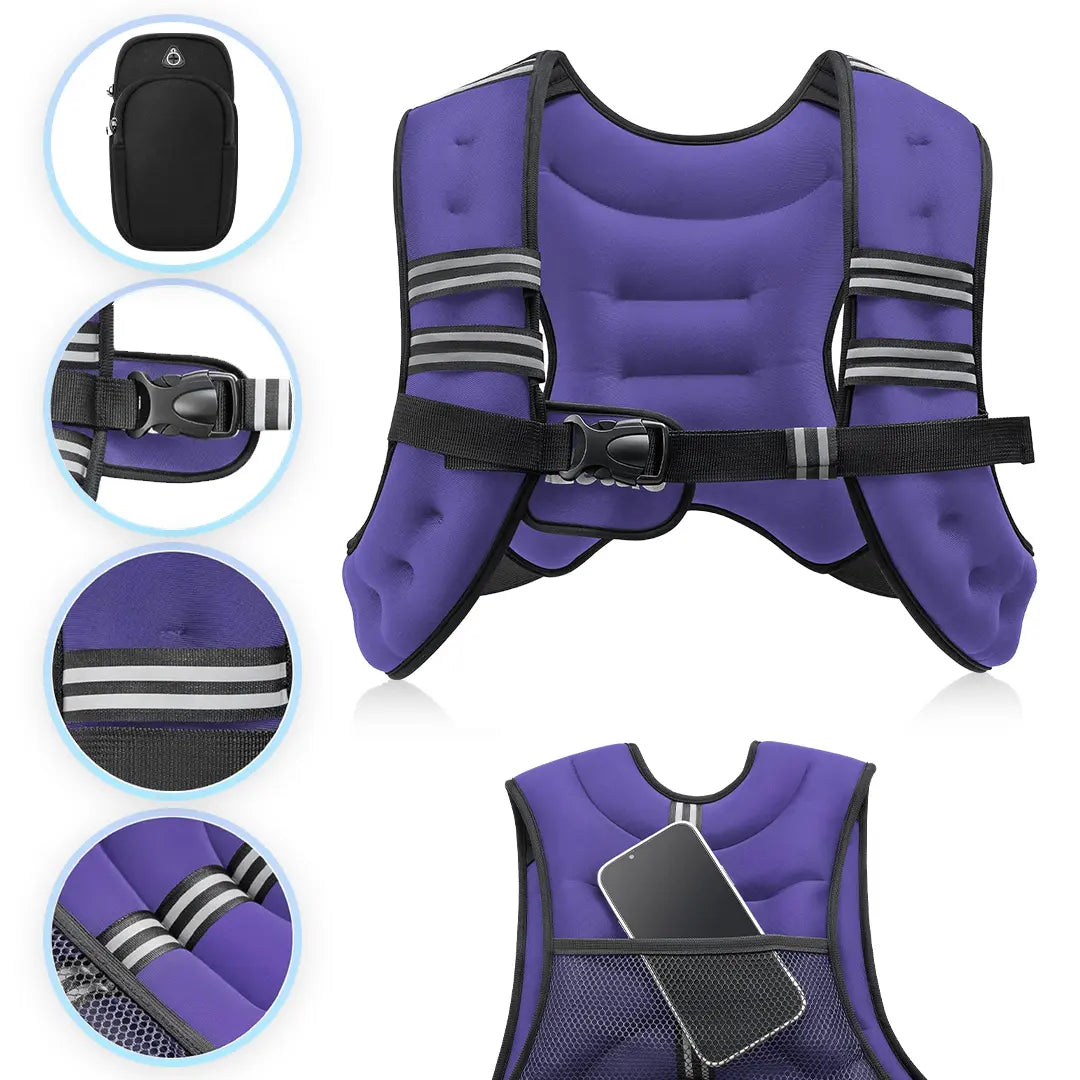 【Summervibes】Zelus Weighted Vests,6/8/12/16/20/25/30Lbs Weight Vest with Detachable Phone Pouch&Reflective Stripes&Adjustable Straps| Exercise Equipment & Workout Enhancer for Motivational Walking, Strength Training, Running, Rucking#Summervibes Summervi