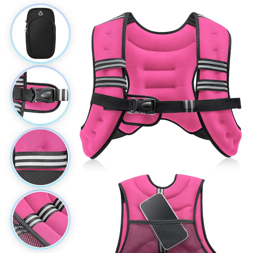 【Summervibes】Zelus Weighted Vests,6/8/12/16/20/25/30Lbs Weight Vest with Detachable Phone Pouch&Reflective Stripes&Adjustable Straps| Exercise Equipment & Workout Enhancer for Motivational Walking, Strength Training, Running, Rucking#Summervibes Summervi