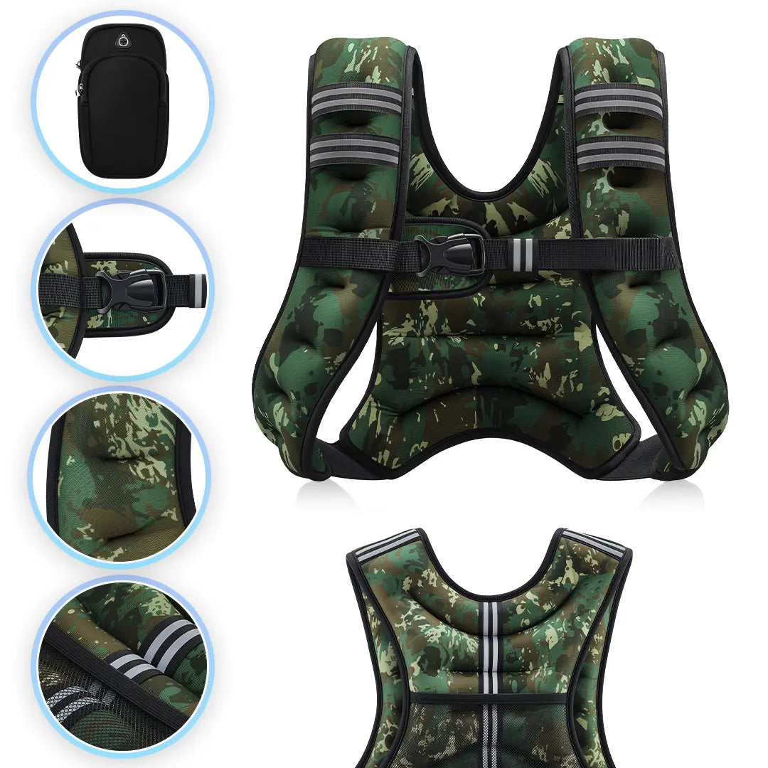 【Summervibes】Zelus Weighted Vests,6/8/12/16/20/25/30Lbs Weight Vest with Detachable Phone Pouch&Reflective Stripes&Adjustable Straps| Exercise Equipment & Workout Enhancer for Motivational Walking, Strength Training, Running, Rucking#Summervibes Summervi