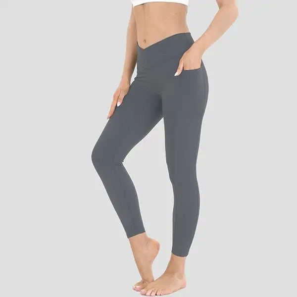 Elevate Your Workout with Women's High Waist Stretchable Yoga Pants - Stylish Athletic Leggings with Convenient Pockets for Yoga, Running, and Everyday Adventures