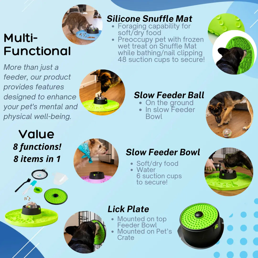 Multifunctional 8-in-1 Interactive Snuffle Mat and Puzzle Feeder for Dogs and Cats