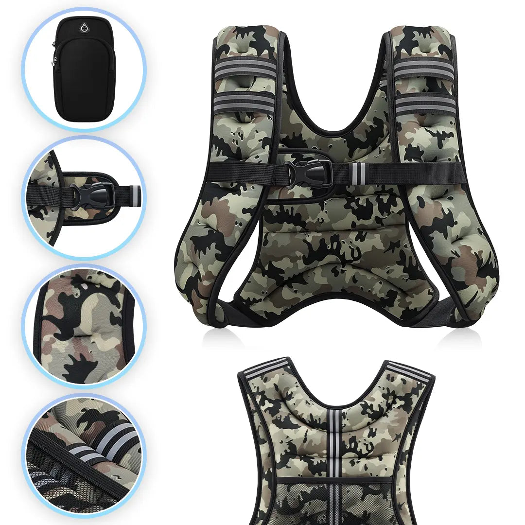 【Summervibes】Zelus Weighted Vests,6/8/12/16/20/25/30Lbs Weight Vest with Detachable Phone Pouch&Reflective Stripes&Adjustable Straps| Exercise Equipment & Workout Enhancer for Motivational Walking, Strength Training, Running, Rucking#Summervibes Summervi