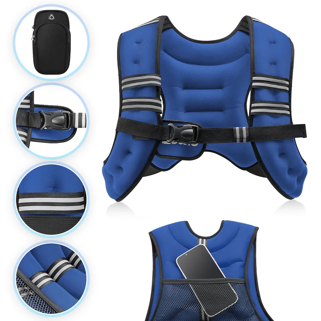 【Summervibes】Zelus Weighted Vests,6/8/12/16/20/25/30Lbs Weight Vest with Detachable Phone Pouch&Reflective Stripes&Adjustable Straps| Exercise Equipment & Workout Enhancer for Motivational Walking, Strength Training, Running, Rucking#Summervibes Summervi