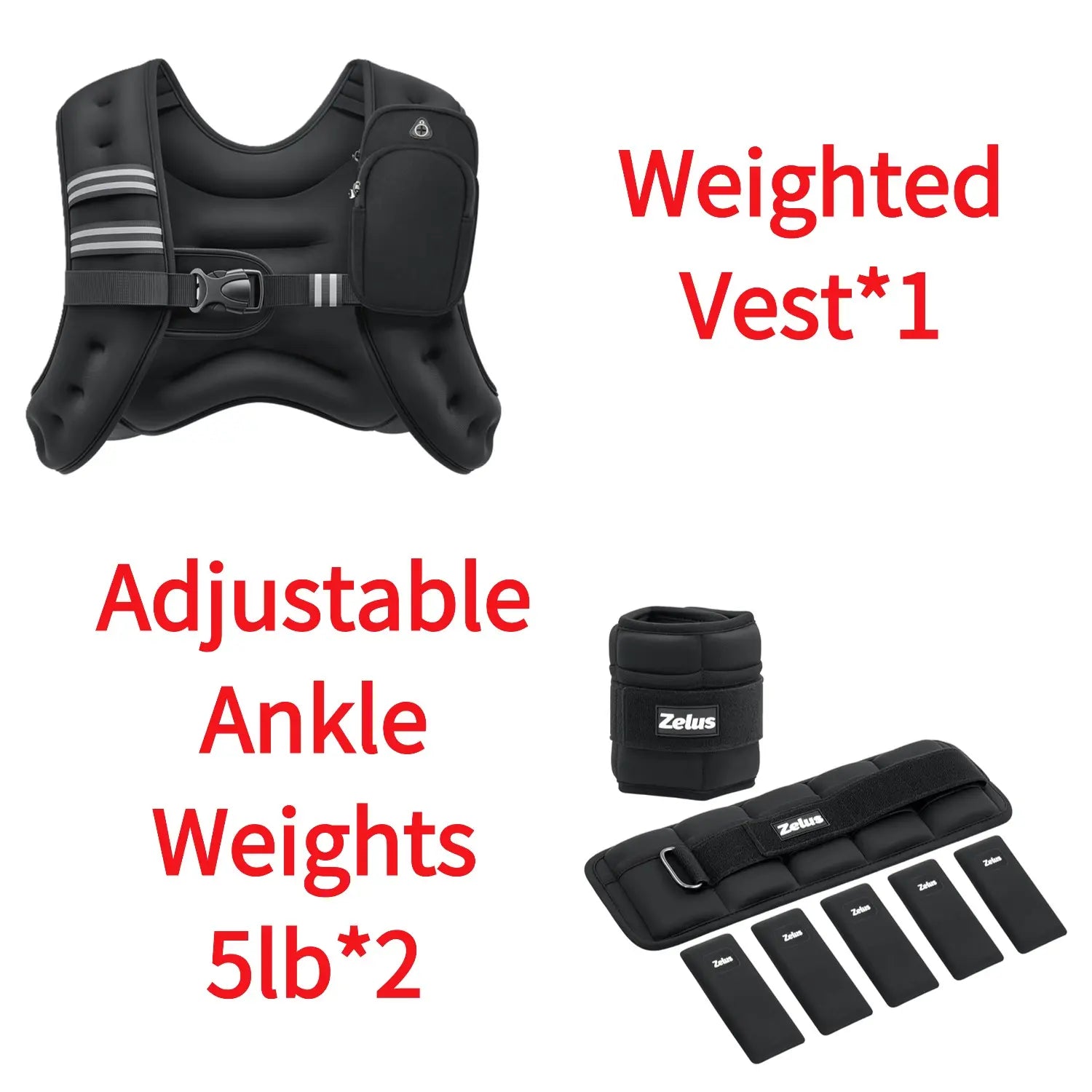 【Summervibes】Zelus Weighted Vests,6/8/12/16/20/25/30Lbs Weight Vest with Detachable Phone Pouch&Reflective Stripes&Adjustable Straps| Exercise Equipment & Workout Enhancer for Motivational Walking, Strength Training, Running, Rucking#Summervibes Summervi