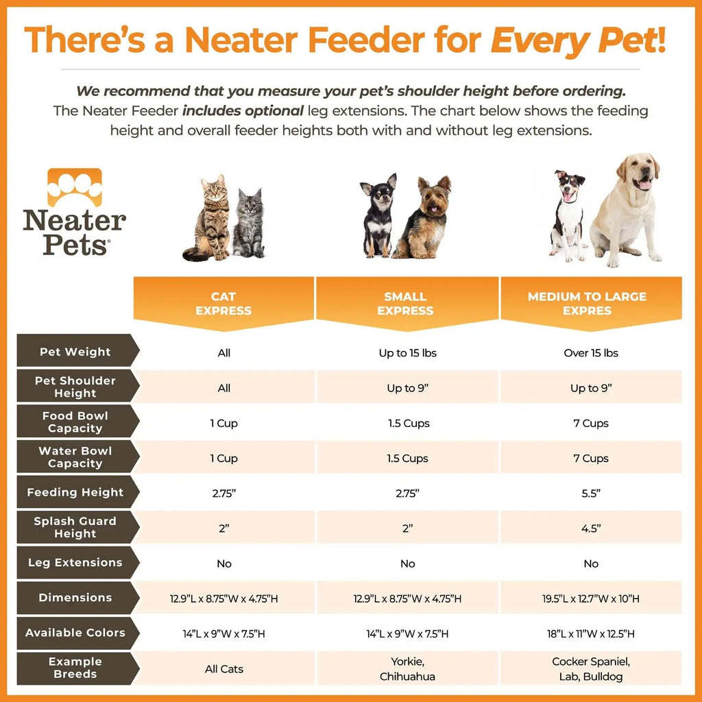 EXPRESS Neater Feeder for Dogs - Premium Elevated Feeding System with Stainless Steel Bowls and BPA - Free Construction for Effortless Clean - Up - Leash & Lift