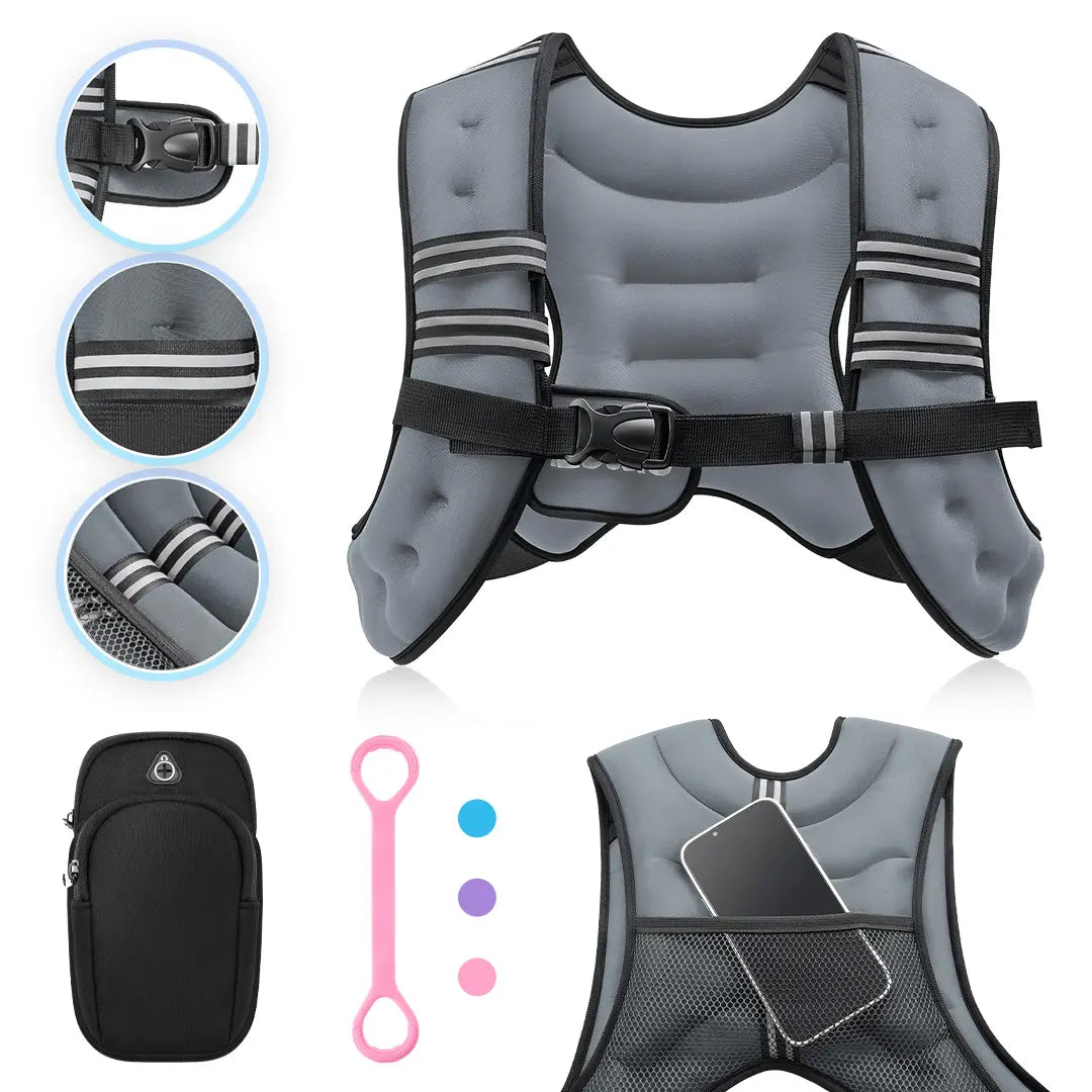 【Summervibes】Zelus Weighted Vests,6/8/12/16/20/25/30Lbs Weight Vest with Detachable Phone Pouch&Reflective Stripes&Adjustable Straps| Exercise Equipment & Workout Enhancer for Motivational Walking, Strength Training, Running, Rucking#Summervibes Summervi
