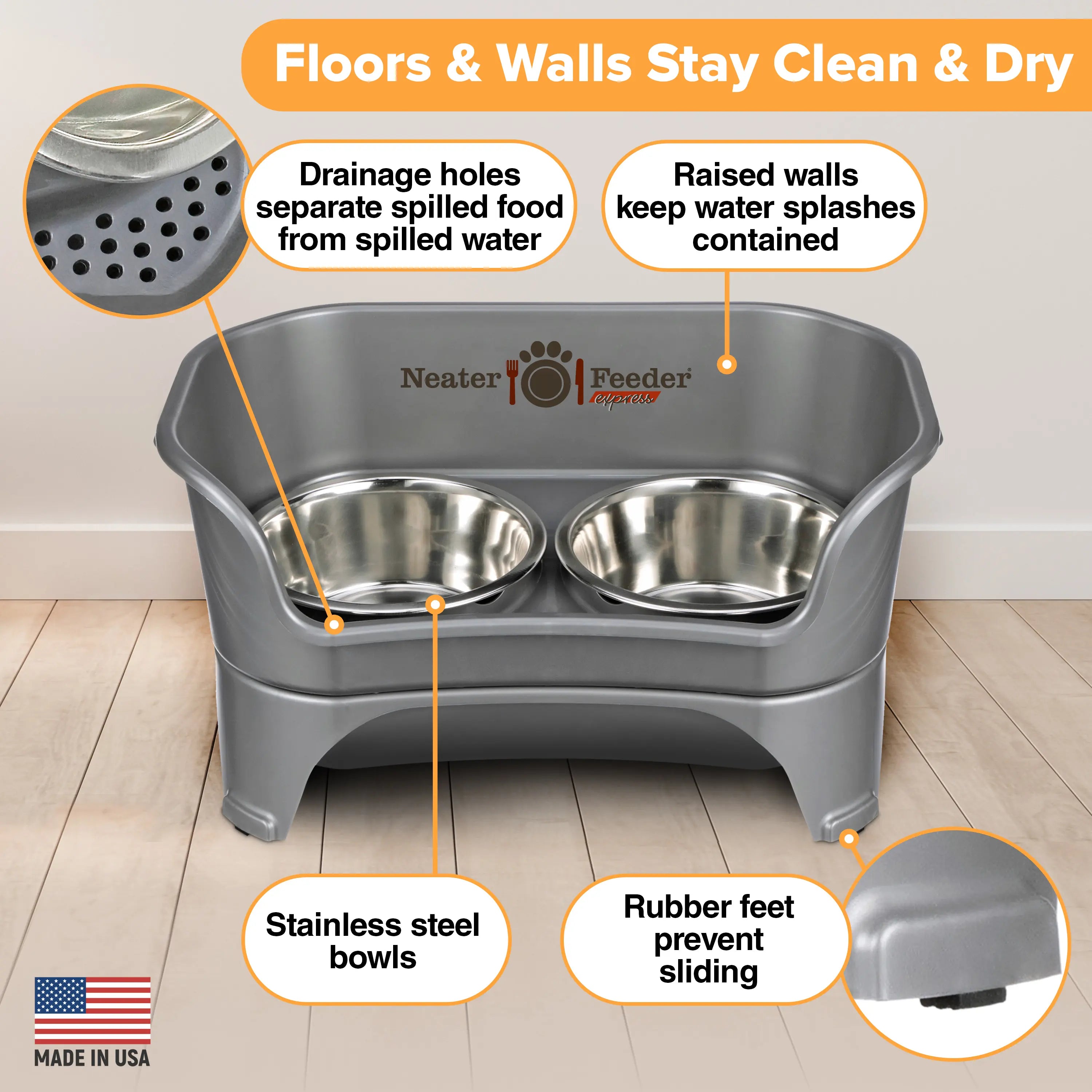 Introducing the EXPRESS Neater Feeder for Dogs - The Ultimate Mess-Proof Elevated Feeder with Stainless Steel Bowls, BPA-Free Design, and Easy Clean-Up!