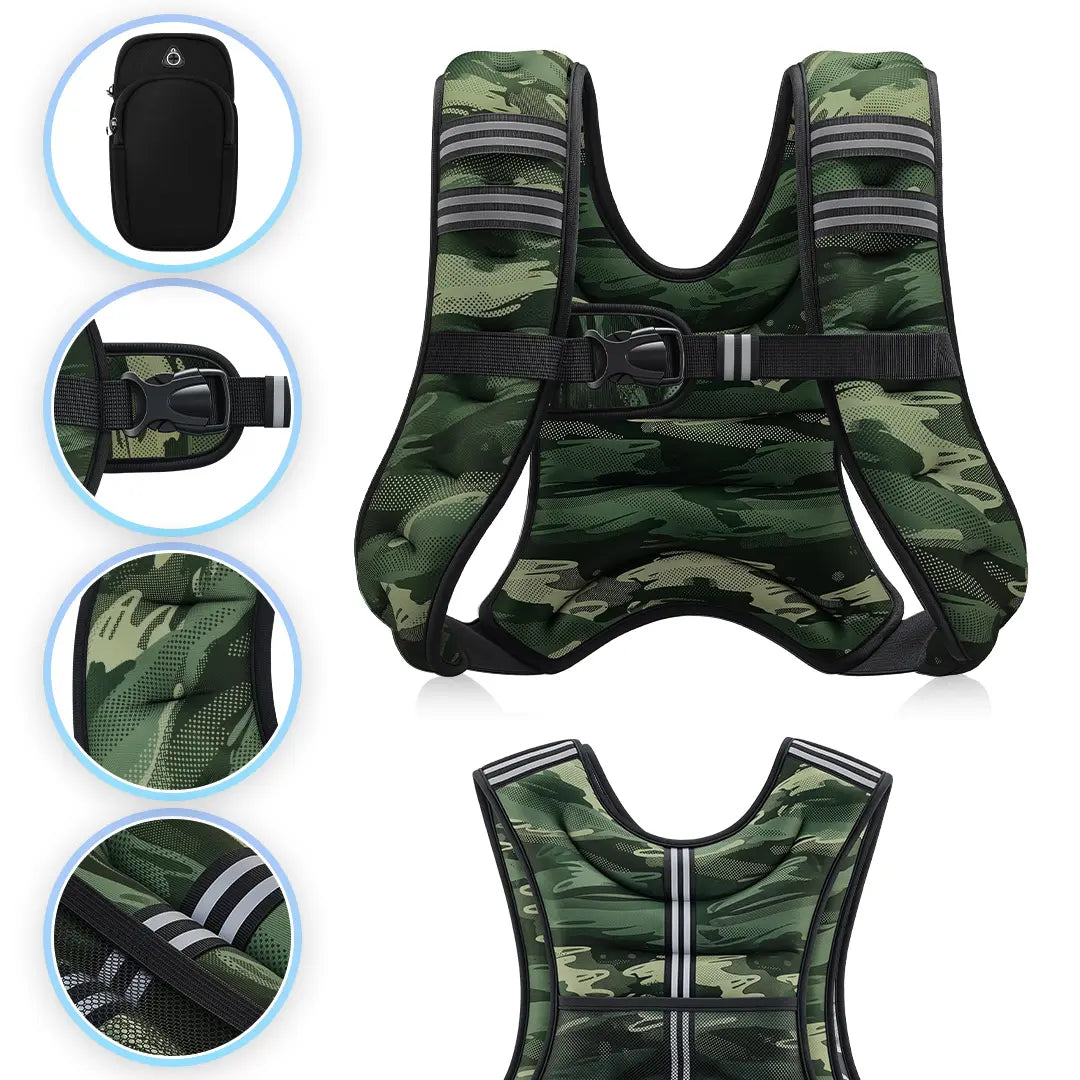 【Summervibes】Zelus Weighted Vests,6/8/12/16/20/25/30Lbs Weight Vest with Detachable Phone Pouch&Reflective Stripes&Adjustable Straps| Exercise Equipment & Workout Enhancer for Motivational Walking, Strength Training, Running, Rucking#Summervibes Summervi