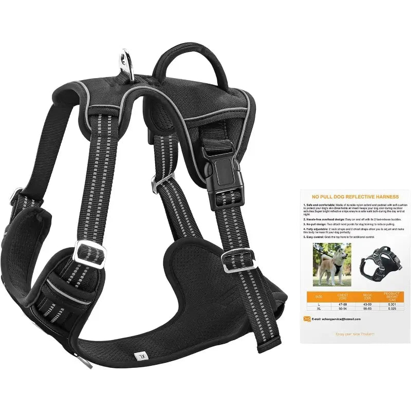 No - Pull Dog Harness — Dual Clip, Reflective, Sizes S–XL - Leash & Lift
