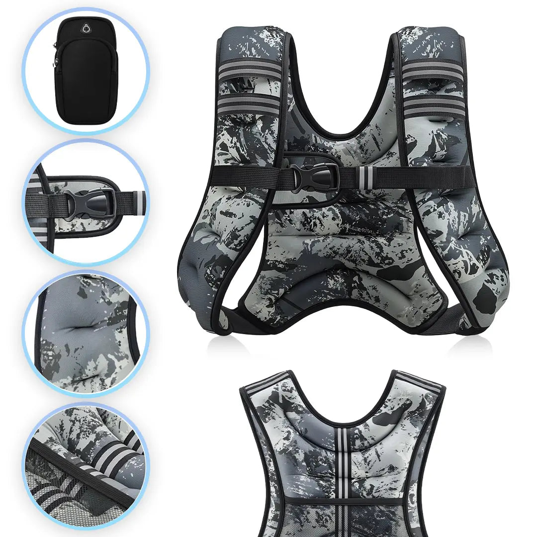 【Summervibes】Zelus Weighted Vests,6/8/12/16/20/25/30Lbs Weight Vest with Detachable Phone Pouch&Reflective Stripes&Adjustable Straps| Exercise Equipment & Workout Enhancer for Motivational Walking, Strength Training, Running, Rucking#Summervibes Summervi