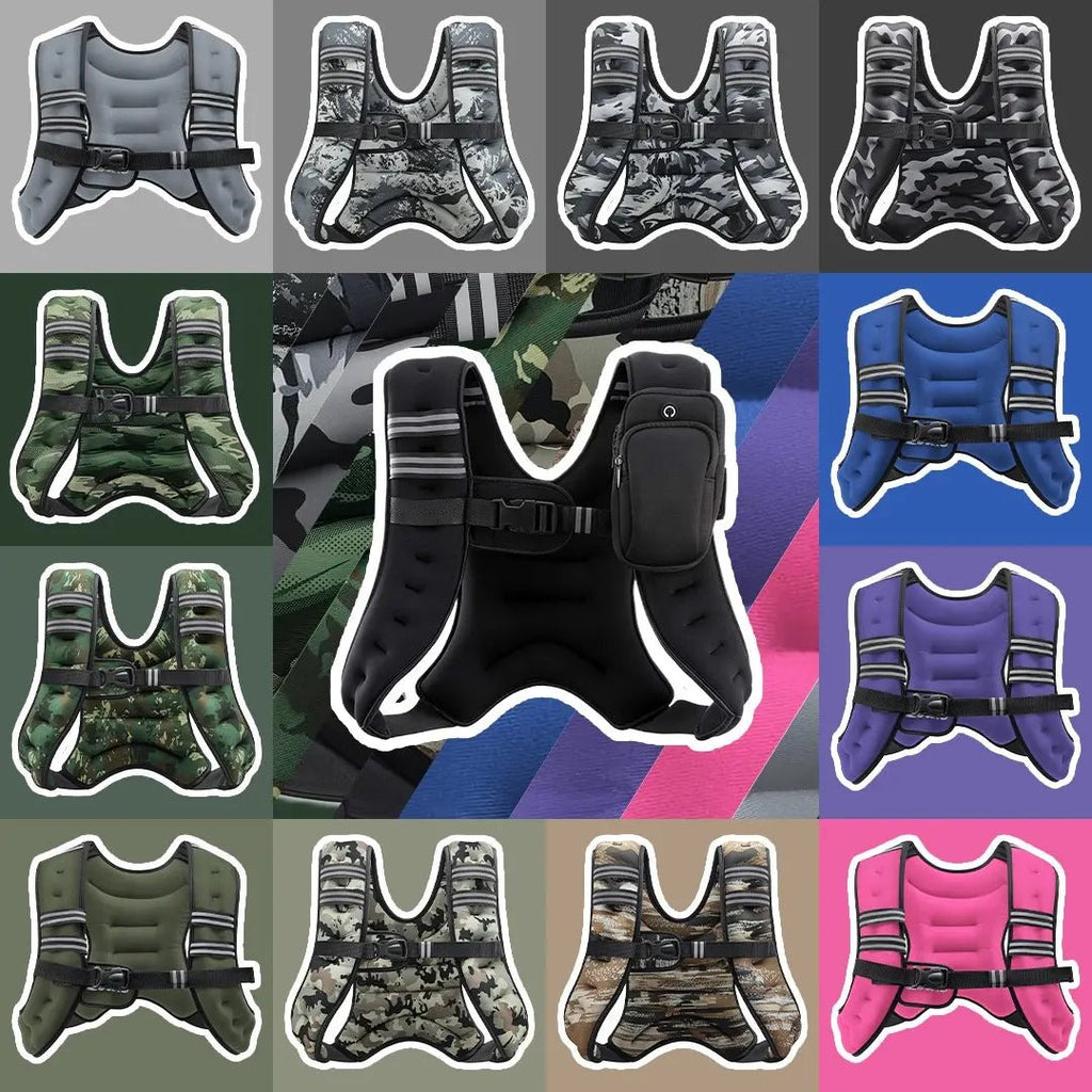 Zelus Adjustable Weighted Vests (6 - 30 lbs) with Detachable Phone Pouch, Reflective Stripes, and Straps for Enhanced Exercise and Strength Training - Leash & Lift
