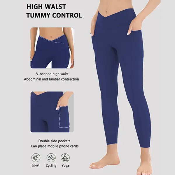Women's High Waist Stretchable Yoga Pants - Versatile Athletic Leggings with Pockets for Yoga, Running, and Daily Activities - Leash & Lift
