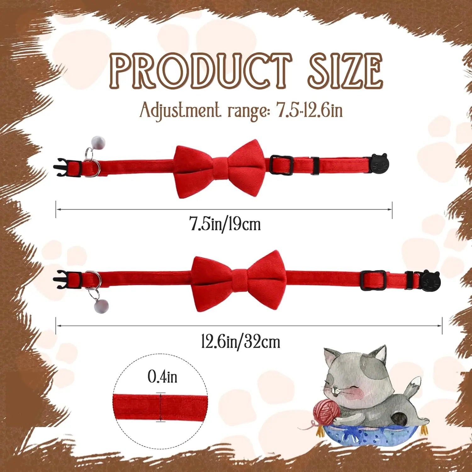Bow & Bell Pet Collar — Adjustable, Cats & Small Dogs - Leash & Lift
