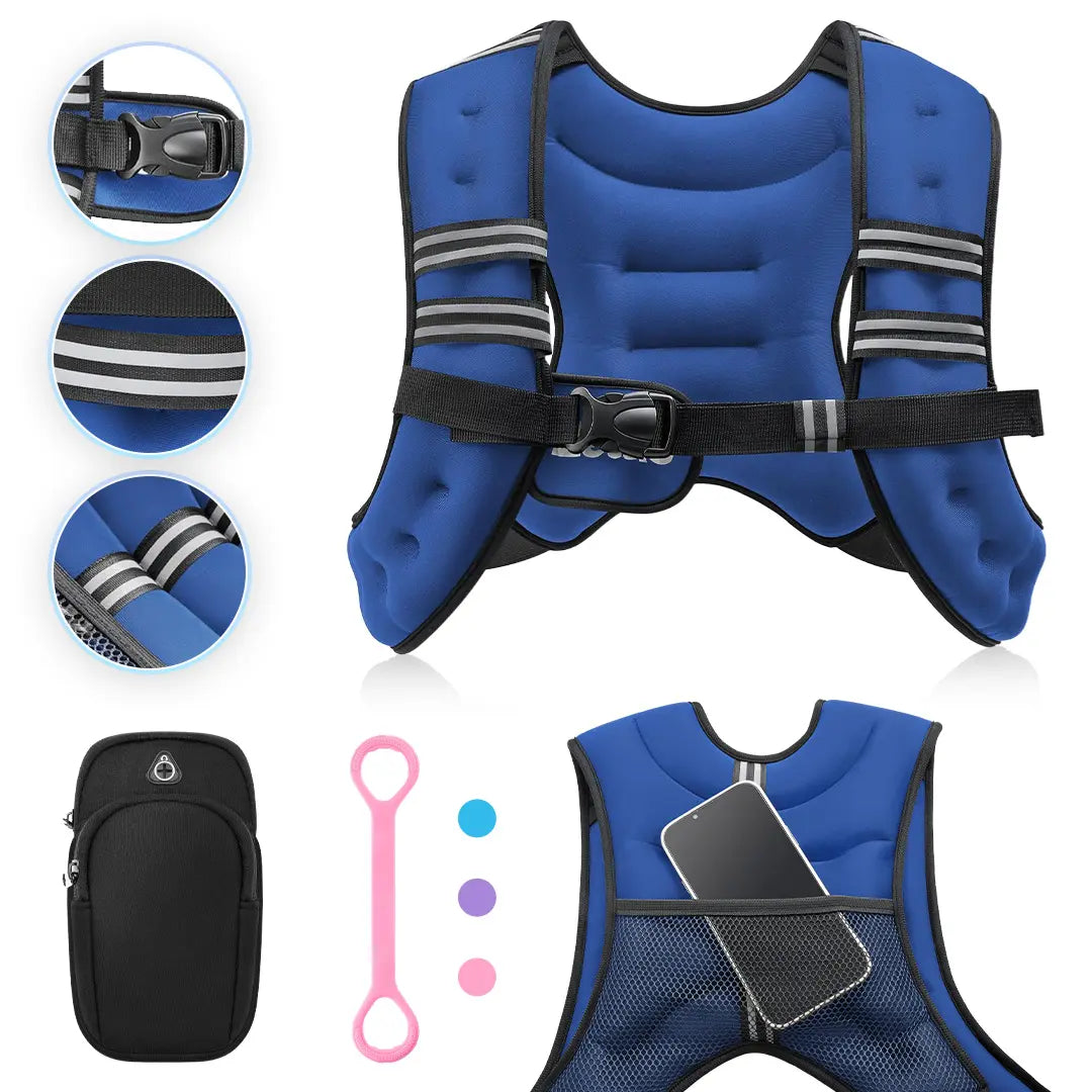 【Summervibes】Zelus Weighted Vests,6/8/12/16/20/25/30Lbs Weight Vest with Detachable Phone Pouch&Reflective Stripes&Adjustable Straps| Exercise Equipment & Workout Enhancer for Motivational Walking, Strength Training, Running, Rucking#Summervibes Summervi