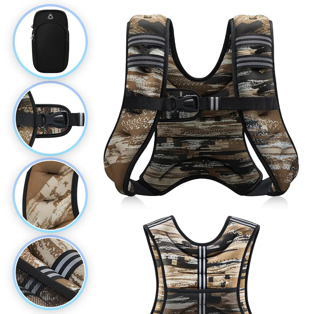 【Summervibes】Zelus Weighted Vests,6/8/12/16/20/25/30Lbs Weight Vest with Detachable Phone Pouch&Reflective Stripes&Adjustable Straps| Exercise Equipment & Workout Enhancer for Motivational Walking, Strength Training, Running, Rucking#Summervibes Summervi