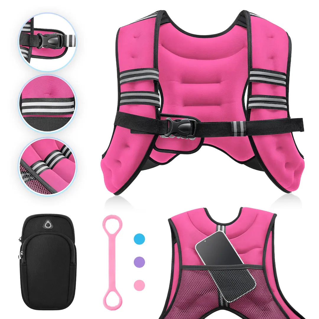 【Summervibes】Zelus Weighted Vests,6/8/12/16/20/25/30Lbs Weight Vest with Detachable Phone Pouch&Reflective Stripes&Adjustable Straps| Exercise Equipment & Workout Enhancer for Motivational Walking, Strength Training, Running, Rucking#Summervibes Summervi