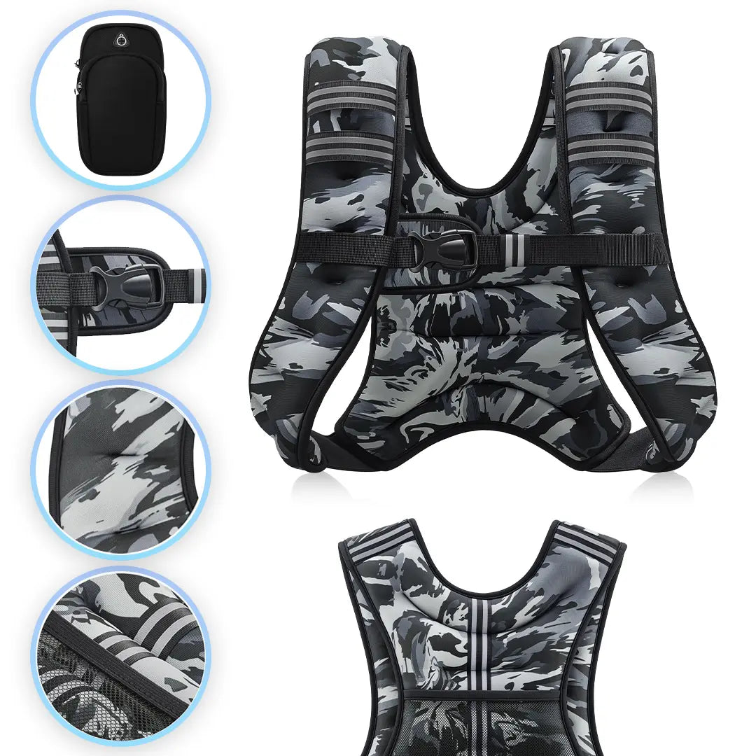 【Summervibes】Zelus Weighted Vests,6/8/12/16/20/25/30Lbs Weight Vest with Detachable Phone Pouch&Reflective Stripes&Adjustable Straps| Exercise Equipment & Workout Enhancer for Motivational Walking, Strength Training, Running, Rucking#Summervibes Summervi