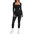 Sese Code Women's Ribbed Long Sleeve Yoga Jumpsuit for Workout - Leash & Lift