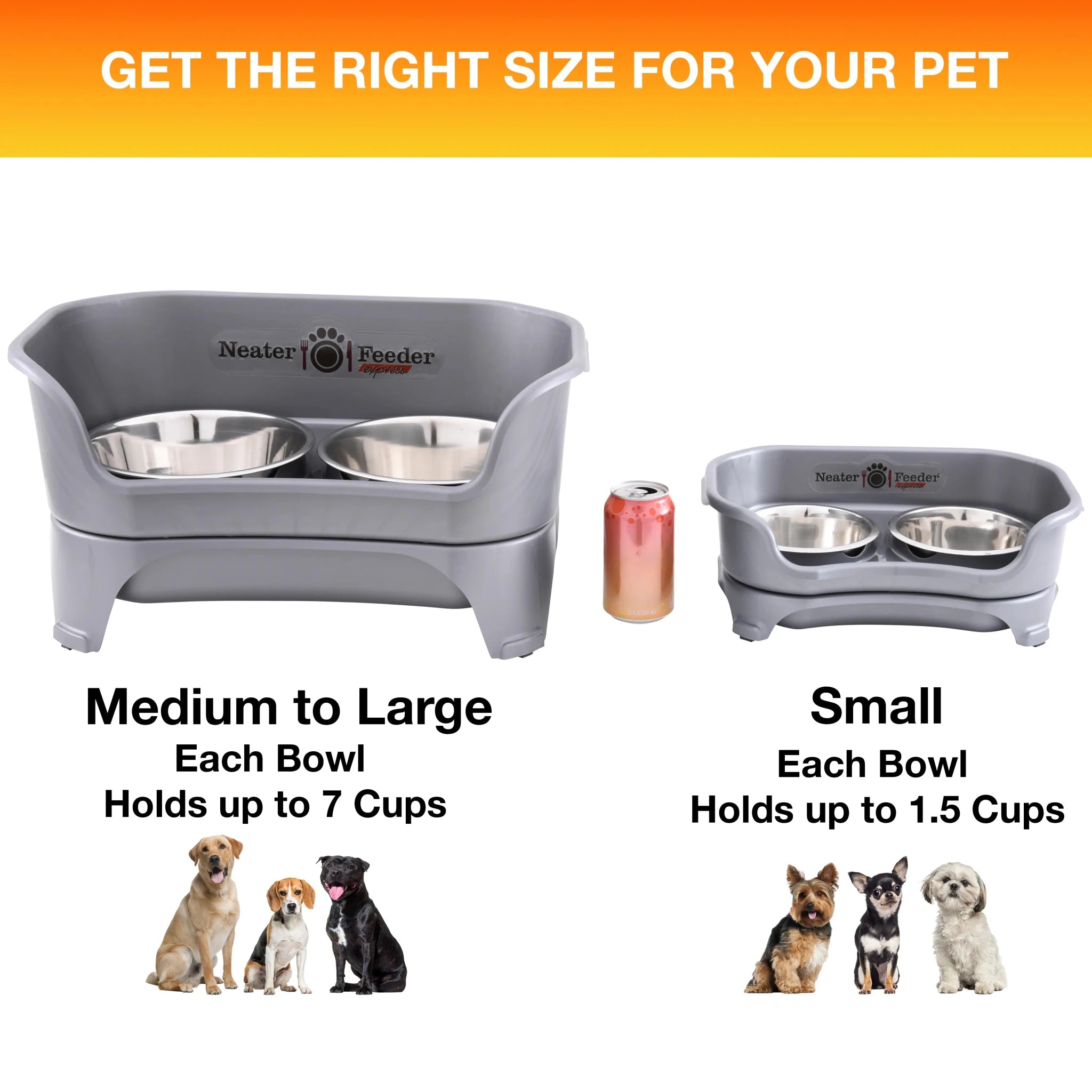 EXPRESS Neater Feeder for Dogs - Premium Elevated Feeding System with Stainless Steel Bowls and BPA - Free Construction for Effortless Clean - Up - Leash & Lift