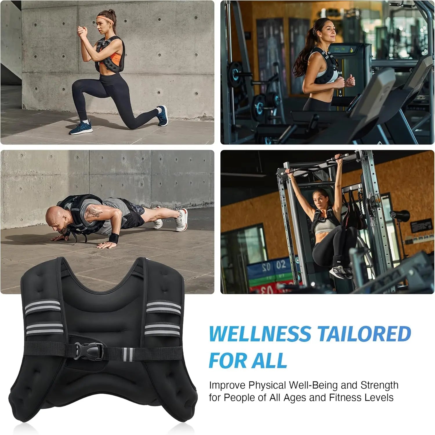 Zelus Adjustable Weighted Vests (6 - 30 lbs) with Detachable Phone Pouch, Reflective Stripes, and Straps for Enhanced Exercise and Strength Training - Leash & Lift