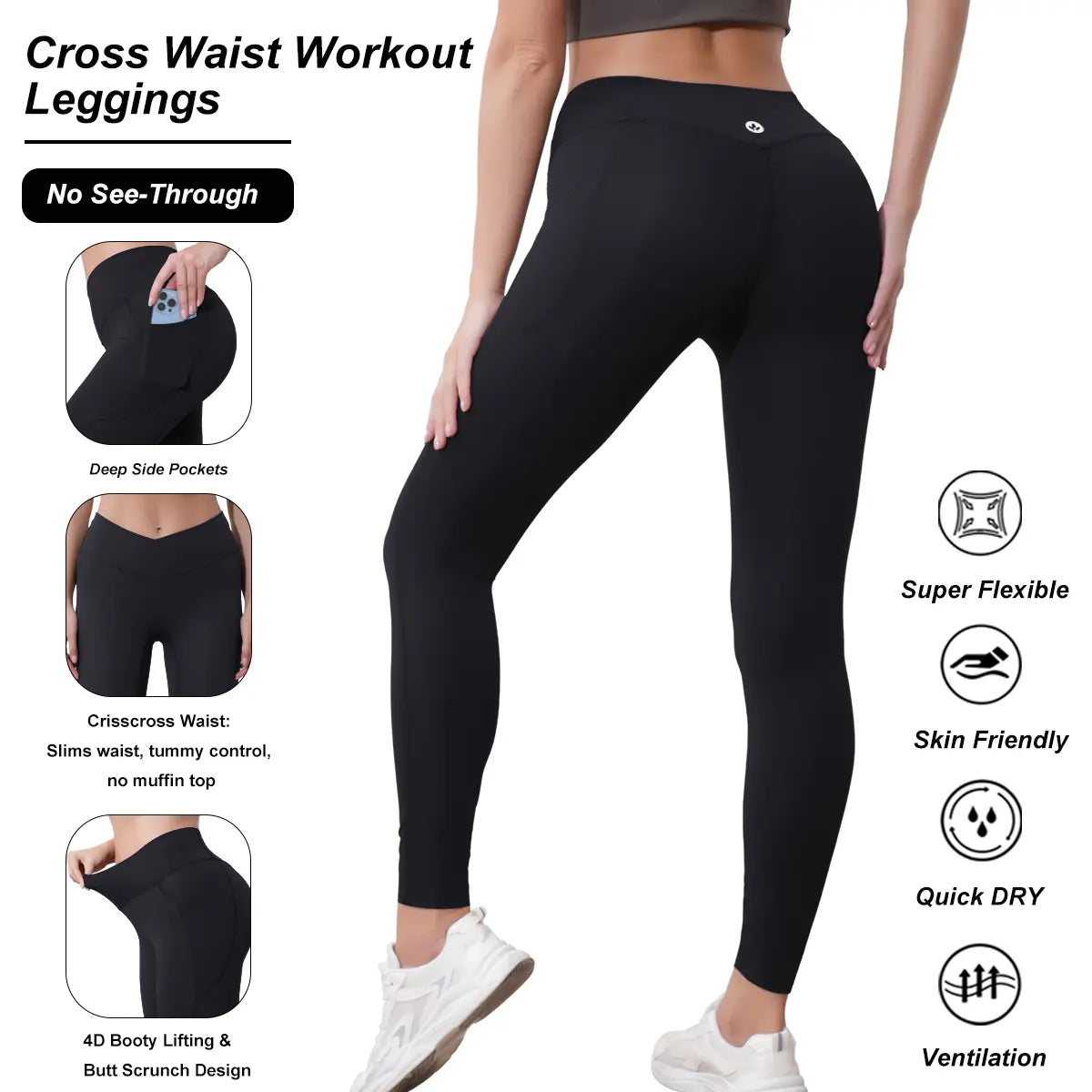 Elevate Your Workout with Women's High Waist Stretchable Yoga Pants - Stylish Athletic Leggings with Convenient Pockets for Yoga, Running, and Everyday Adventures